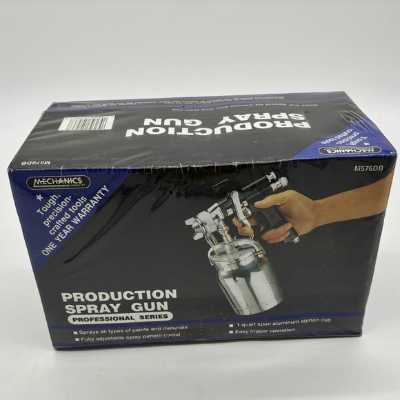Mechanics 1qt Production Spray Paint Gun Professional Series Aluminum Cup M576DB - Picture 1 of 6